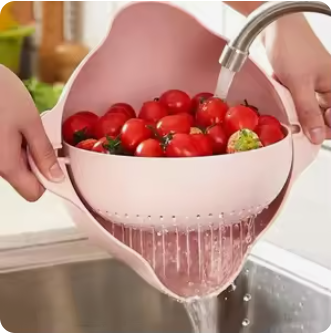 Double-Layer Spinning Kitchen Sink, Food Grade Salad Faucet Colander