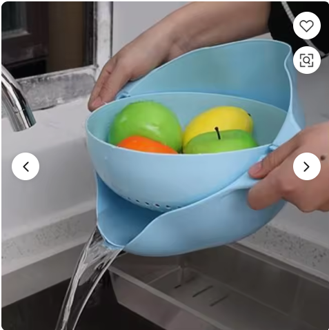 Double-Layer Spinning Kitchen Sink, Food Grade Salad Faucet Colander