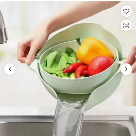Double-Layer Spinning Kitchen Sink, Food Grade Salad Faucet Colander