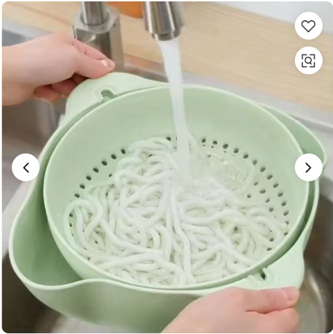 Double-Layer Spinning Kitchen Sink, Food Grade Salad Faucet Colander