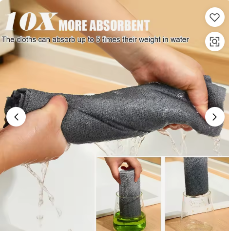 Multi-Purpose Woven Microfiber Cleaning Cloth Disposable, Reusable And Washable Ultra Absorbent Dishcloth