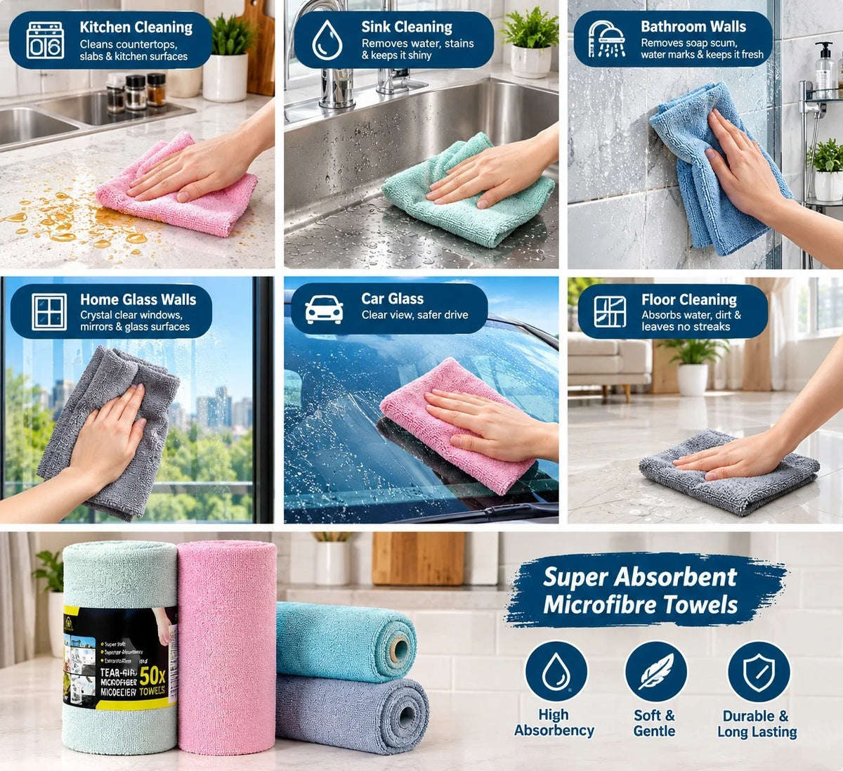 Multi-Purpose Woven Microfiber Cleaning Cloth Disposable, Reusable And Washable Ultra Absorbent Dishcloth