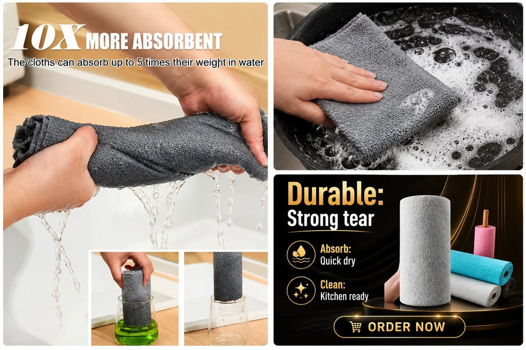 Multi-Purpose Woven Microfiber Cleaning Cloth Disposable, Reusable And Washable Ultra Absorbent Dishcloth