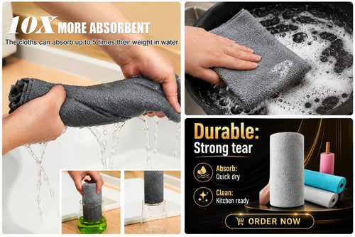 Multi-Purpose Woven Microfiber Cleaning Cloth Disposable, Reusable And Washable Ultra Absorbent Dishcloth