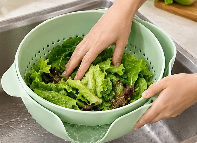 Double-Layer Spinning Kitchen Sink, Food Grade Salad Faucet Colander
